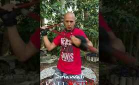 How to Martial Arts Weapons- Sinawali 6 strike pattern on wooden dummy